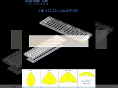 72 IN1 3030 LEDs العدسة البصرية 250.75x74.75mm مكافحة الانعكاسات الطاقة الكفاءة في شعاع التركيز مواد الكمبيوتر العدسة تناسب الشارع والضوء