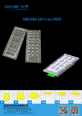 24×5050 LED 173×71.4mm Lens 24-Facet Multiple Angle Lighting Durable PC Anti-Aging High-Output Street/Area Lens