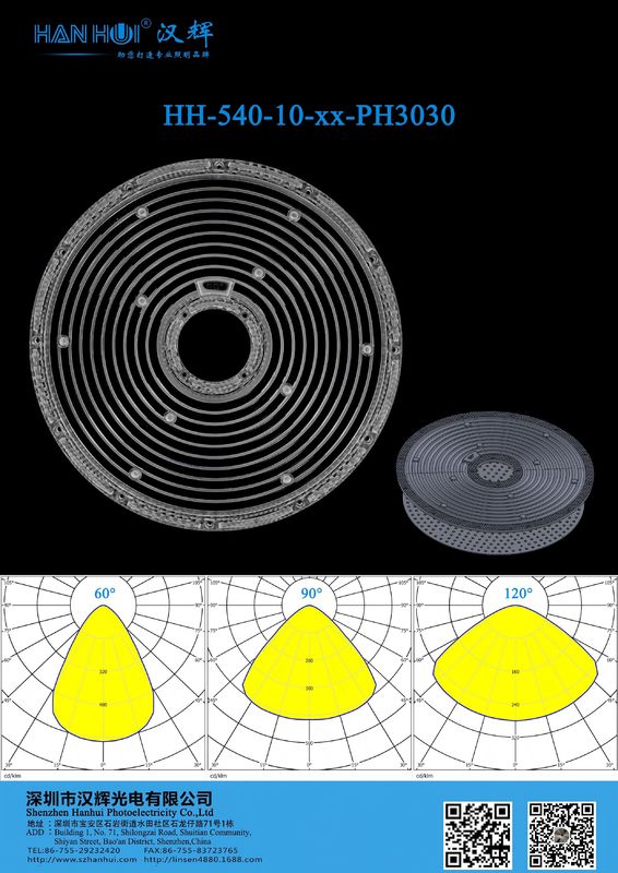 10 Rings UFO High Bay Light Lens 60°/90°/120° Available 3030/2835LEDs Waterproof Lens